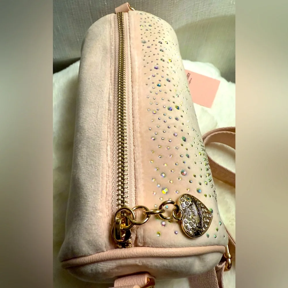 NEW Juicy Couture Pink Fuzzy Roll Crossbody Bag